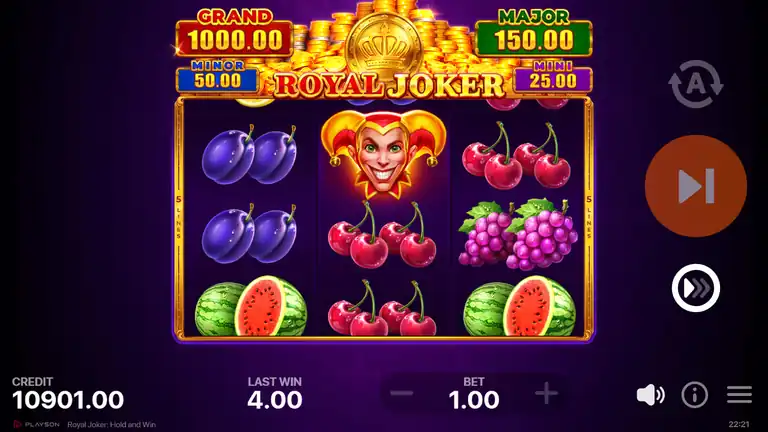 Royal Joker: Hold and Win - 3x3 base game with four jackpot tiers at top